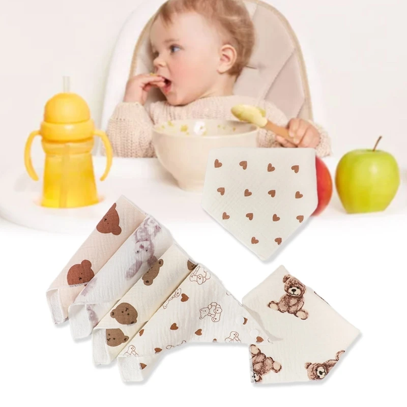 

6Pcs/lot Cotton Baby Bibs Infant Drooling Bib Triangle Scarf Comfortable Teething Bib Burp Cloth Breathable Saliva DropShipping