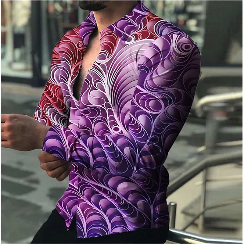 thumbnail image 1 of Camisa de mariposa para hombre 2024 Camisa de manga larga cómoda y suave Camisa de uso diario Diseño de botones de moda Transpirable, 1 of 5