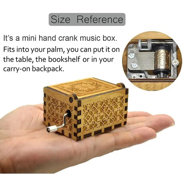 Fa Metszet Vintage Music Box Kézi Forgatott Zene Doboz Barátnő Felesége Nem Tud Segíteni A Szerelmes Születésnapi Ajándékok Ajándékát - Image 3