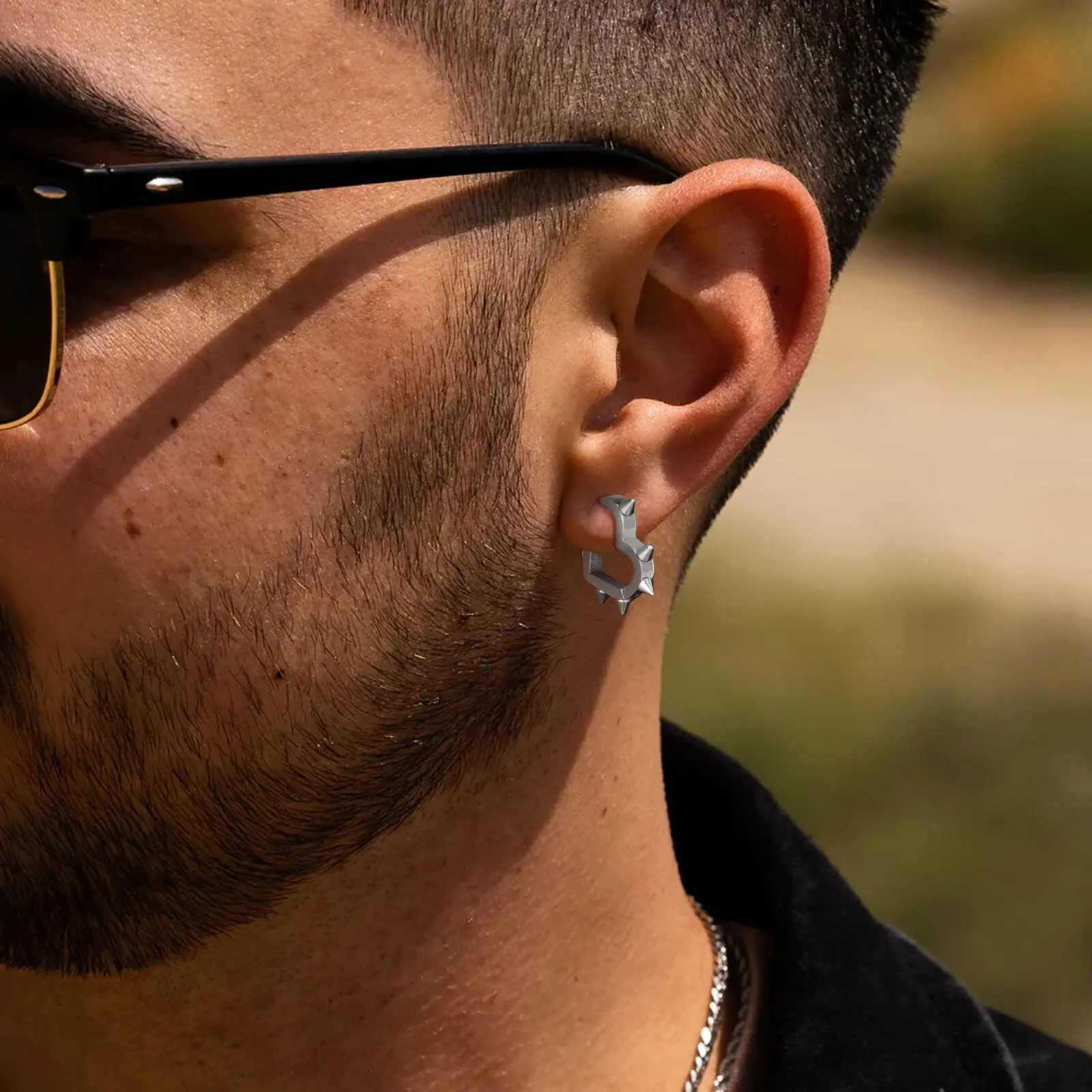 Heart Shaped Rivet Earrings for Men Women,Gothic Stainless Steel Huggies Hoop Earring,Unisex Jewelry Halloween Gift