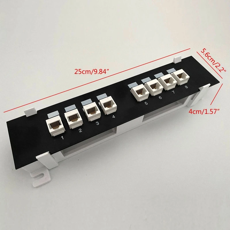 8 Ports Cat 6 Tool-less UTP Module Patch Panel RJ45 Networking Cable Adapter Ethernet Distribution Fram