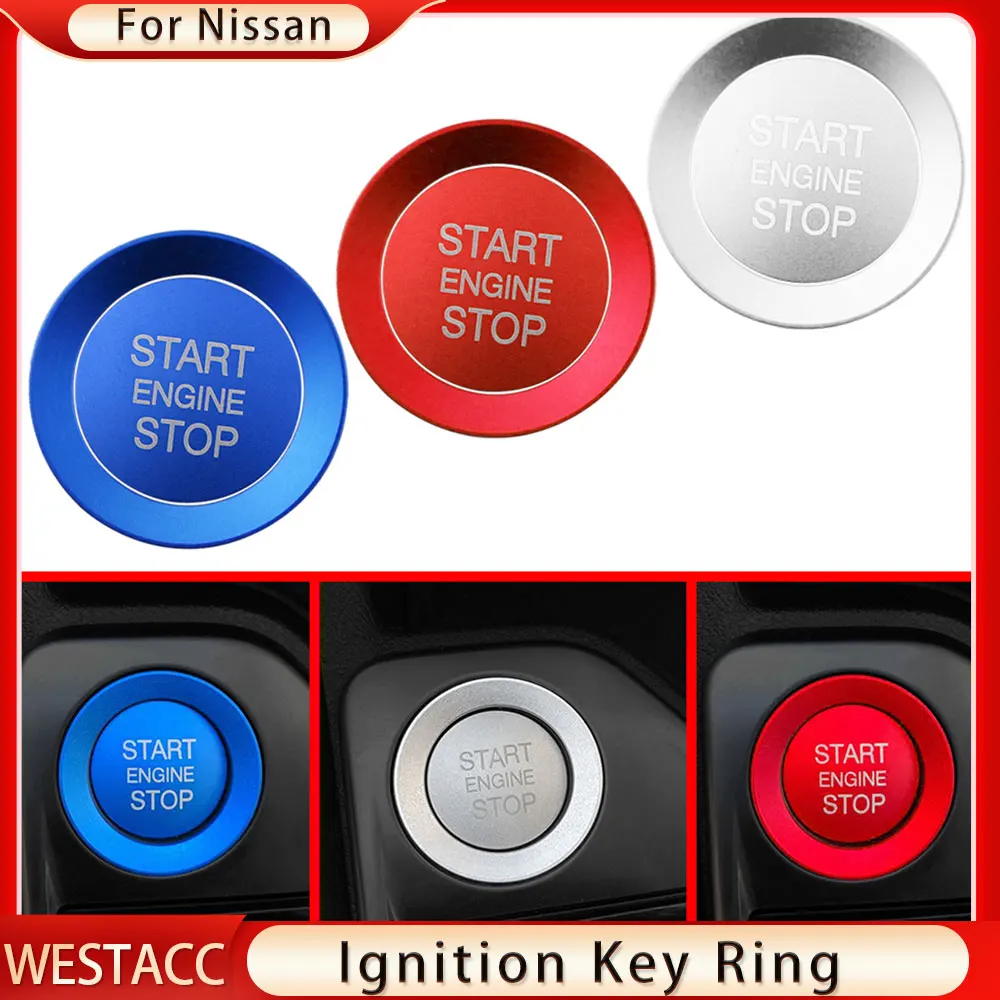 

Car Ignition Key Ring Engine Start Stop Button Sticker Cover Trim Cover for Nissan Teana Sylphy Sentra Decoration Accessories