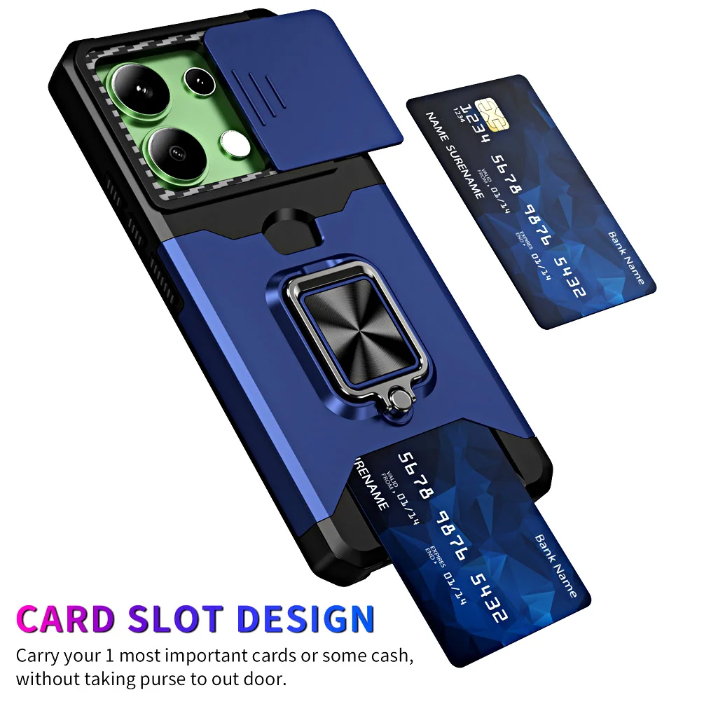 Versatile Card Slot Finger Ring Camera Protection Armor Case