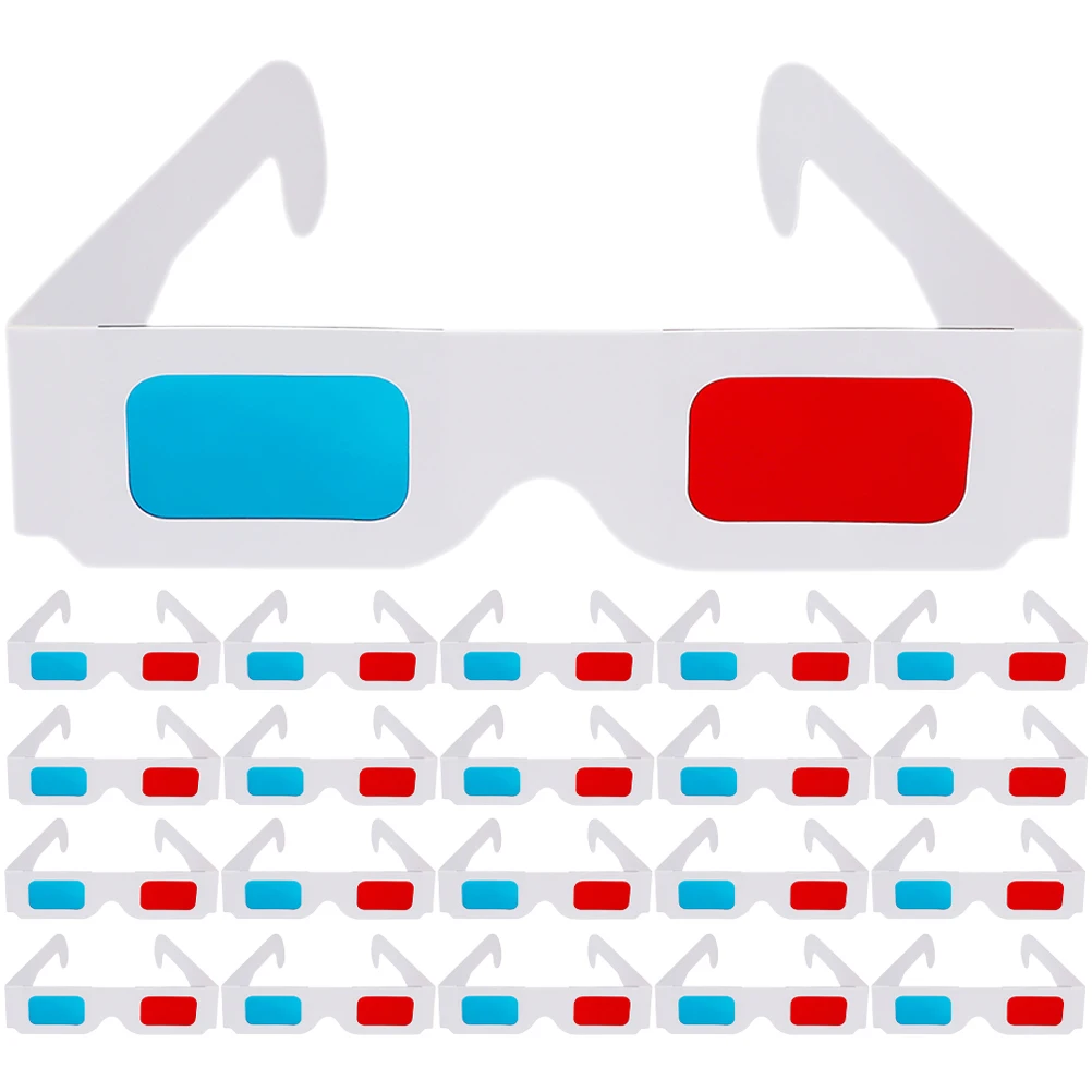 40pcs Paper Glasses Universal 3D Anaglyph Glasses Movie Cinema Anaglyph 3D