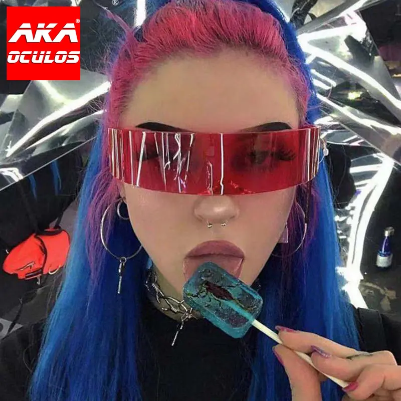 Oculos Futuristic Wrap Around Sunglasses 2022 Mask Novelty Glasses Men Costume Glasses Halloween Party Party Supplies Decoration