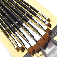 9pcs Long Handle Artist Paint Brushes Set High-Quality Flat Nylon Brushes for Watercolor Oil Back to School Art Supplies Gift 1