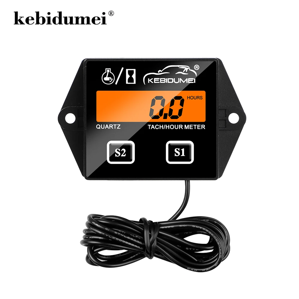 Tachometer Meter Kebidumei Digital Tach Hour Meter Tachometer LCD Display for Outboard Motor Lawn Mower Motocross Motorcycle Marine Chainsaw