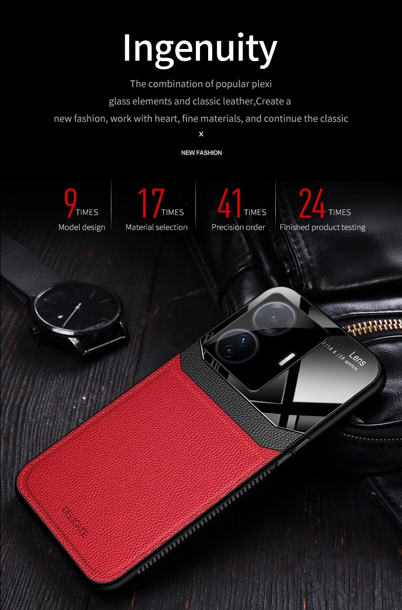 KEYSION Fashion Schutzhülle für VIVO T1 5G T1 Pro 5G India S15E, Leder, Glas, Silikon, Handyrückseite für IQOO Z6, stoßfest _voghion.com