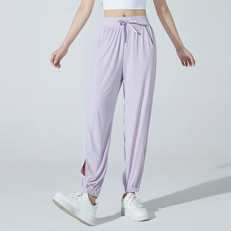 Spring Autumn Women's Solid Elastic High Waist Folds Shirring Pockets Drawstring Casual Harlan Lantern Trousers Elegant Pants