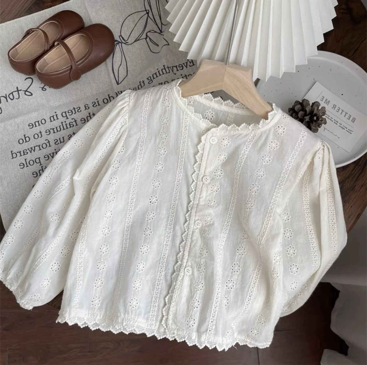 Girl Cardigan French Sweet Lace Long Sleeved Spring Summer Casual Sunscreen 2-7 Years Old