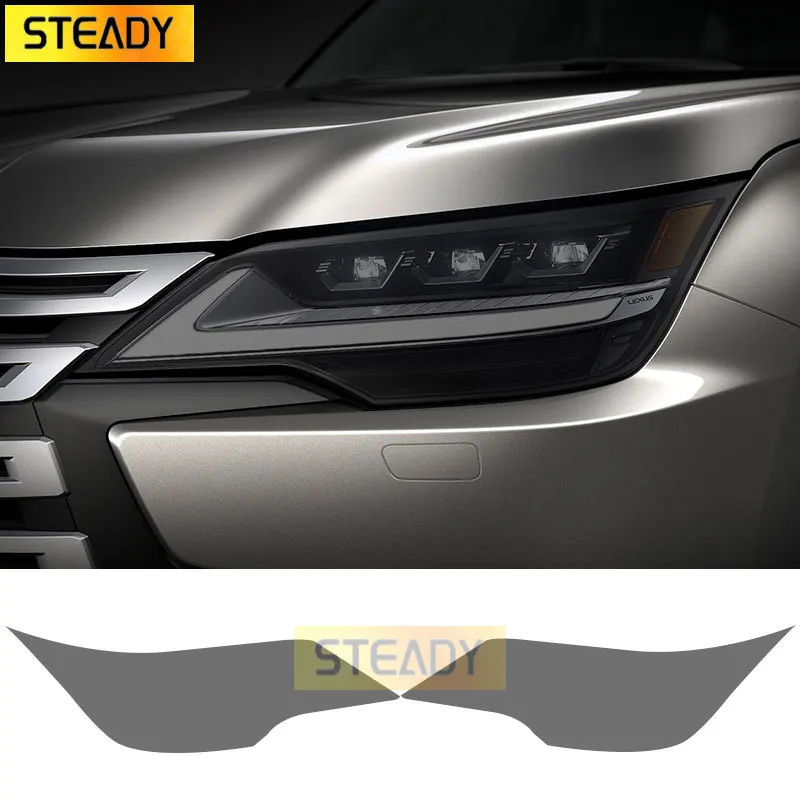 

2 Pcs Car Headlight Protective Film Front Light Transparent Smoked Black TPU Sticker For Lexus LX LX600 2022 2023 Accessories