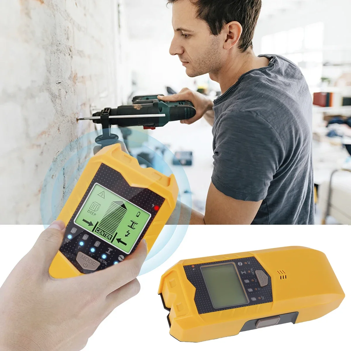 SH402 Stud Finder Sensor 5 in 1 Wall Scanner Pipe Finder Pipe Wire Detector Electronic Stud Locator Wood Wall Metal Detector 3