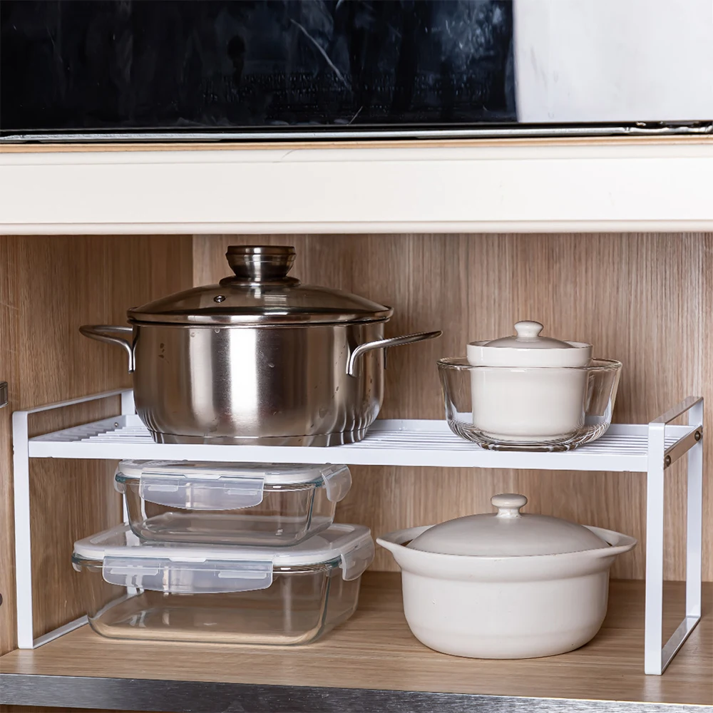 White Metal Over The Sink Shelf with Modern Design,  Display Stand Organizer for Kitchen Accessories 2