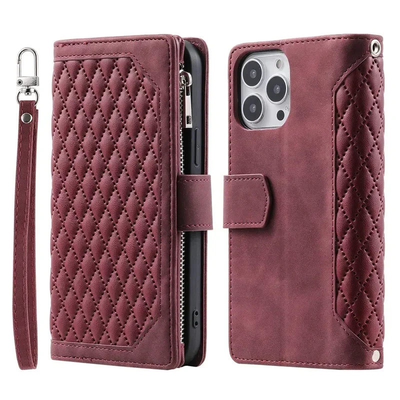 Elegant Leather Crossbody Zipper Wallet & Phone Case with Card Holder and Flip Cover