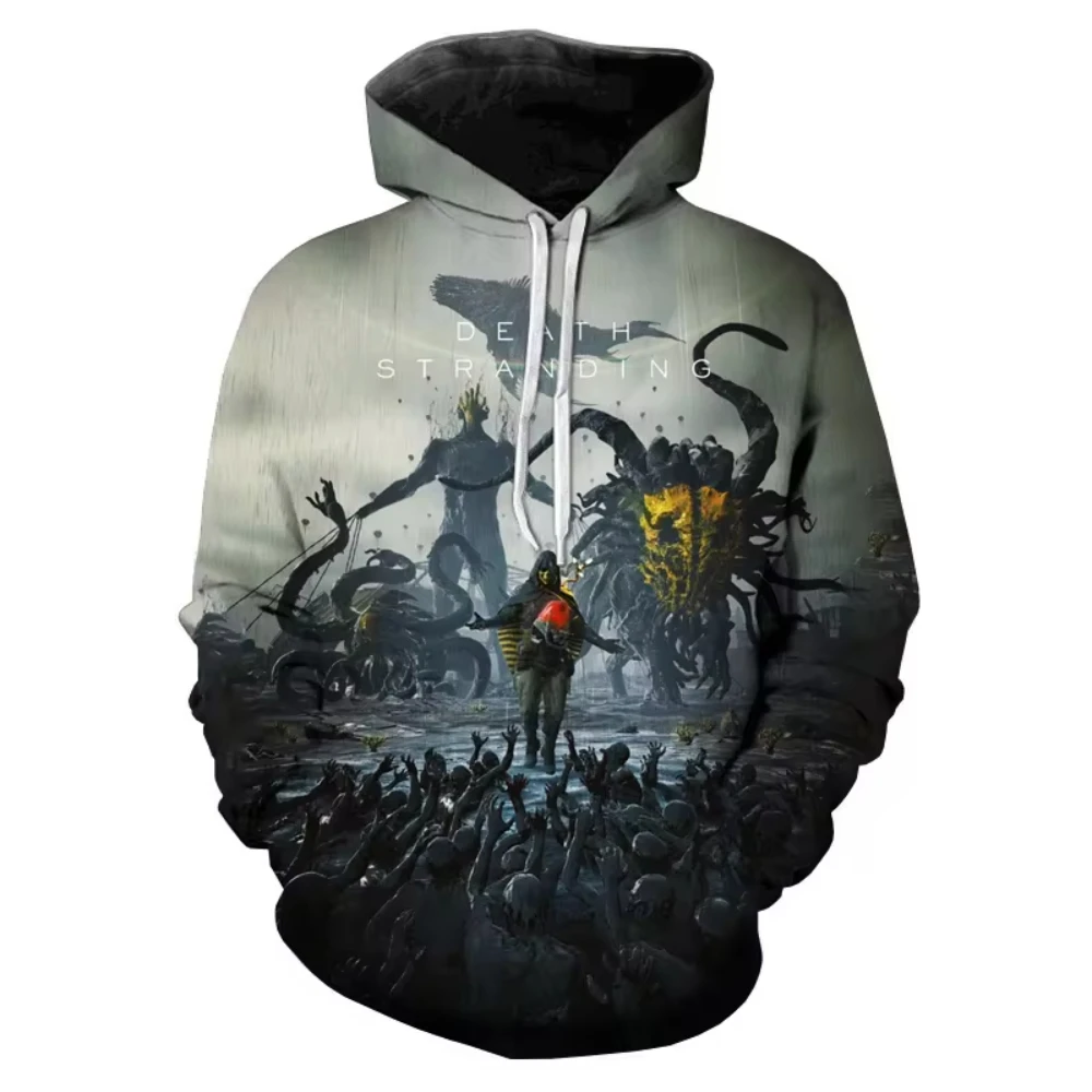 thumbnail image 1 of Sudadera con capucha con estampado 3D del popular juego Death Stranding para hombre, informal, de manga larga, de gran tamaño, para exteriores, ropa unisex, 1 of 4