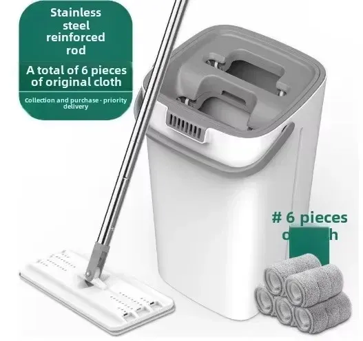 Mops with Bucket Thickened mop Clear Water Separation Lazy No Hand-Washing Squeeze Automatic Dewatering Broom Floor Cleaning Mop