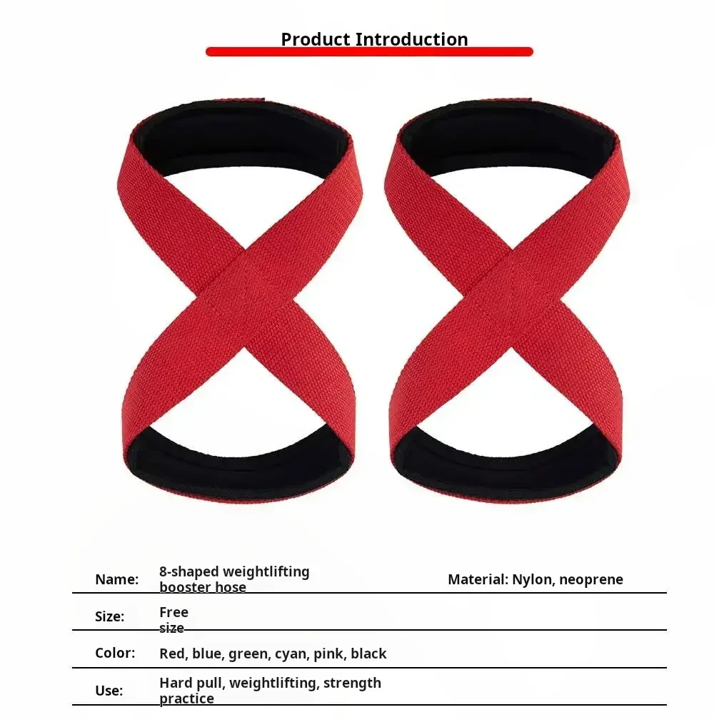Description Picture 3 of itemPadded Figure 8 Straps Deadlift Weight Lifting Wrist Straps Power Lifters Workout Pull-ups Horizontal Bar Gym Fitness