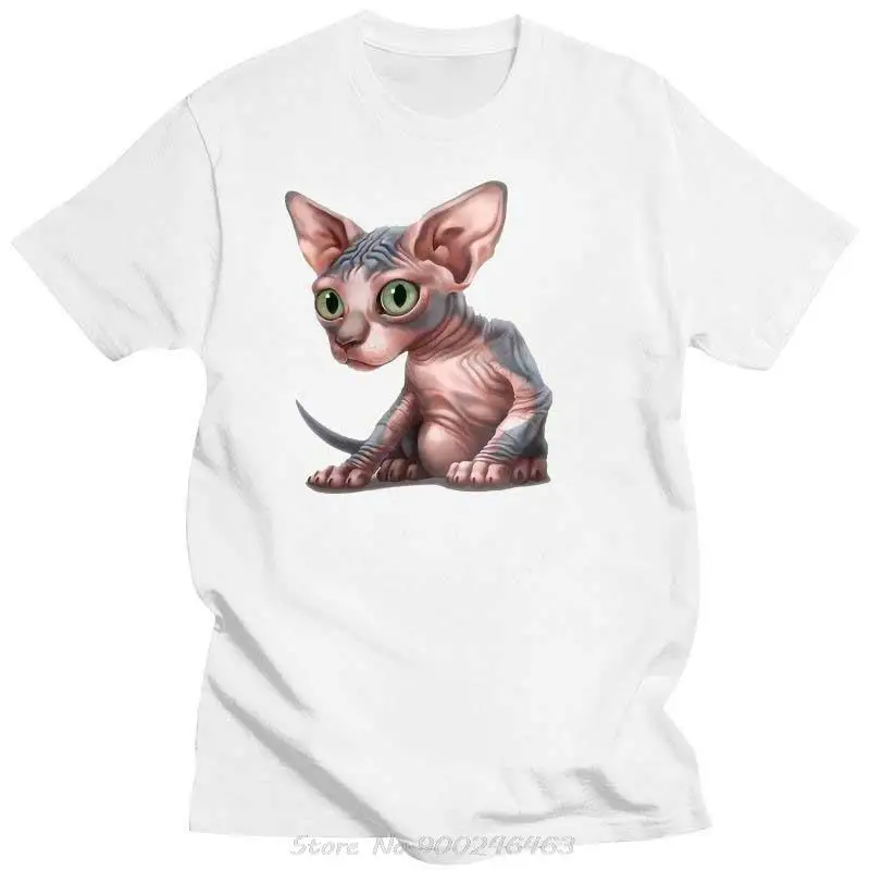 Männer Kleidung Die Sphynx Katze Drucken Klassische T-Shirt Sommer Mode Frauen Kurzarm Naughty Clever Kitten Tees Streetwear – Detail 4
