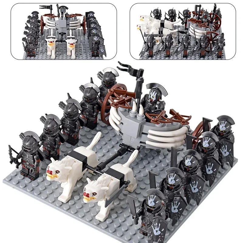 

Ancient Soldiers Cavalry Strong Orcs Figures Chariot Gray Wolves Animal Mounts Building Blocks Bricks Mini Toys Christmas Gifts