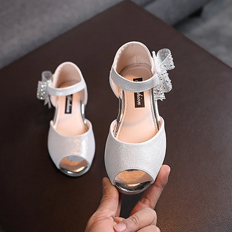 Baywell Kids Summer Shoes Girls Paste Diamond Bowknot Children Princess Sandals Pearl Flower Girls Dance Flat Shoes baby shoes,kids shoes,children sandals,kids sandals