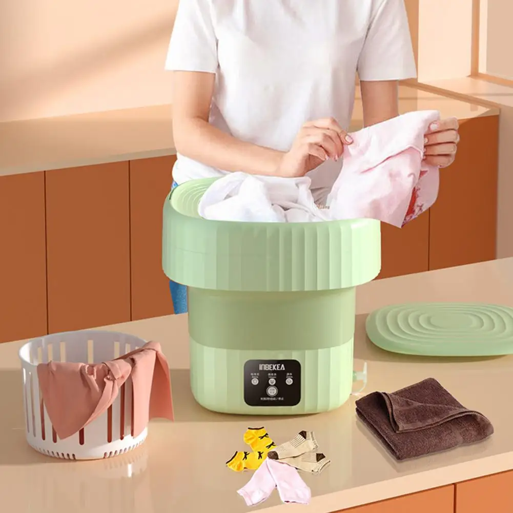 8L US Plug 3 Modes Half Automatic Washing Machine With Drain Basket Imitation Hand Washing Handheld Foldable Underwear Washer