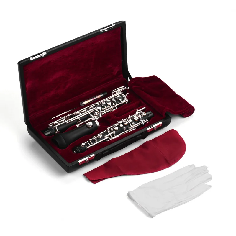 Professional Oboe C Key Semi-automatic Style Silver-plated Keys Woodwind Instrument Oboe Reed Gloves Leather Case Carry Bag