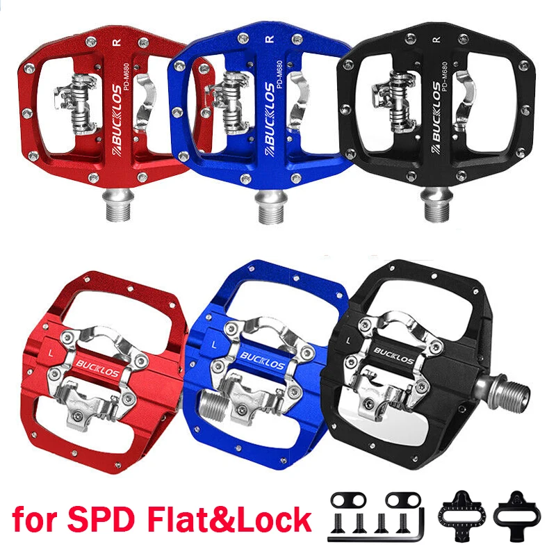

BUCKLOS Mountain Bike Pedals Lock Flat Bicycle Pedal for SPD Dual Purpose MTB Pedal Fit Shimano S PD Clipless PD-M680