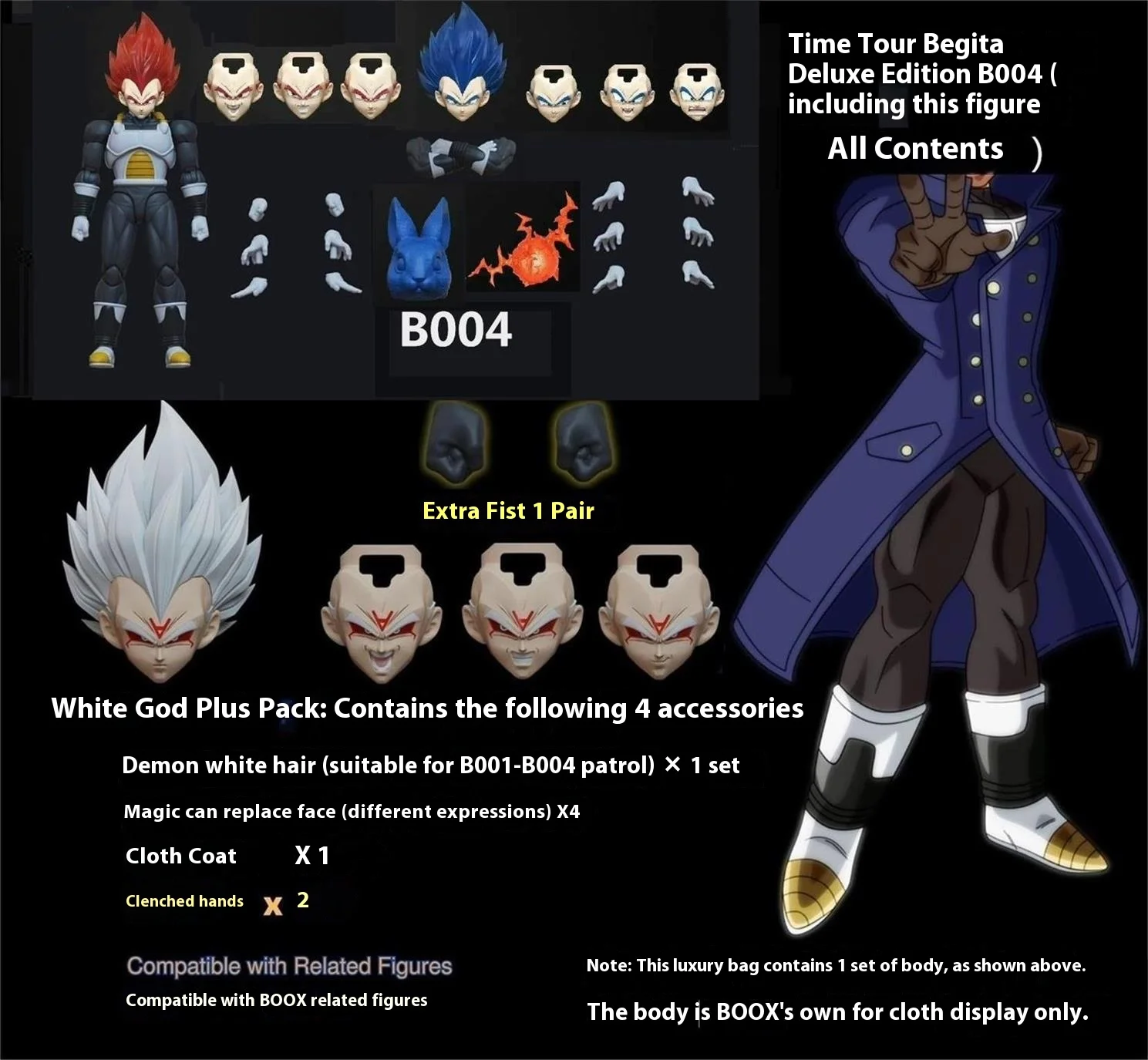 thumbnail image 1 of Figura de anime Dragon Ball Z Super Saiyan Vegeta Jade Rabbit con traje espacial Beast Deities B001 B002 B003 Kit de garaje con articulación móvil, 1 of 4