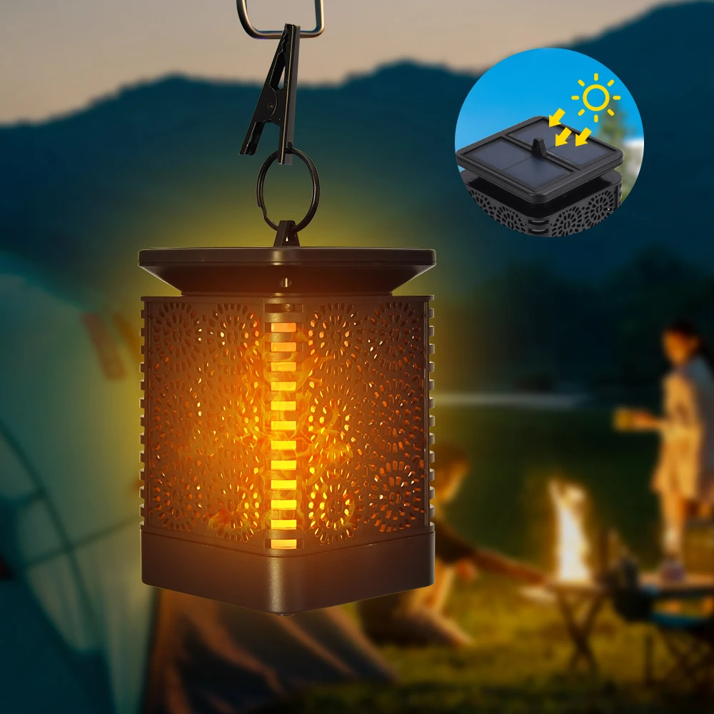 Solar Lantern Light Outdoor IP65 Waterproof LED Garden Pathway Decoration Garden Lights Camping Lawn Atmosphere Candle Light New