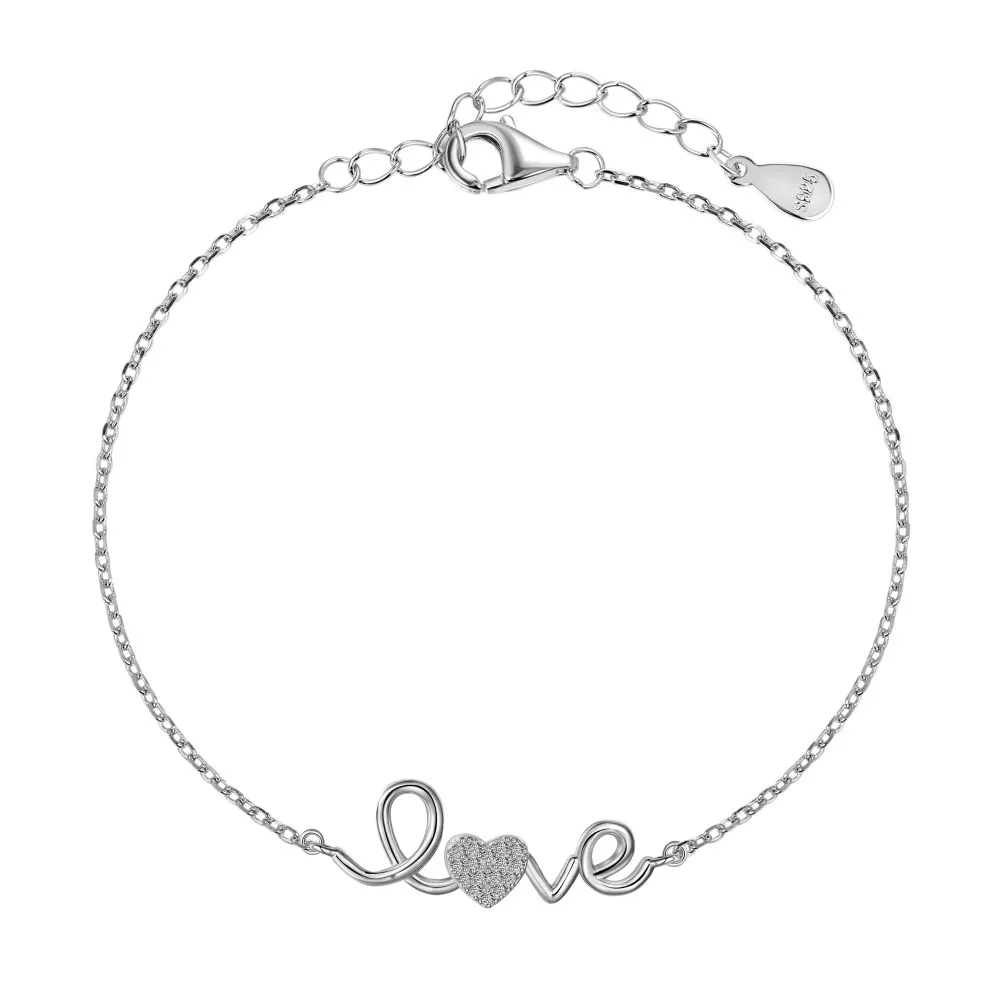 XUYUANFEN Cross Border S925 Sterling Silver Bracelet Women's Instagram Style Small and Popular Design Letter Zircon Handicraft