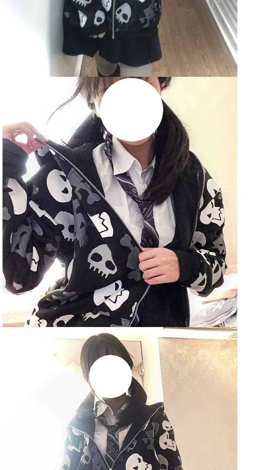 Kapuzenpullover mit Reißverschluss und Totenkopf - True Deals Club