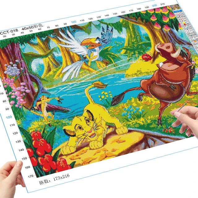 Disney gezählt Kreuz stich König Löwe weiße Leinwand Simba Stickerei  Cartoon Handarbeiten Neuankömmling Wald gedruckt Dekor für zu Hause -  AliExpress