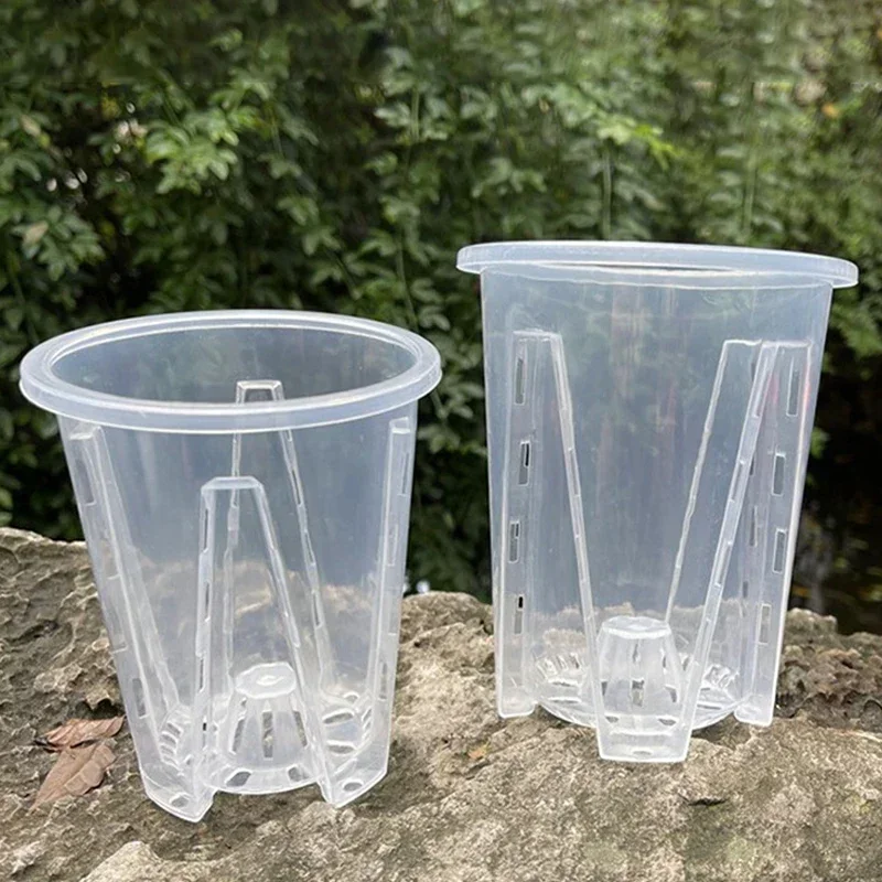 Flower Pot 5pcs Transparent Flower Pot Plant Seedling Breathable Pot Phalaenopsis Orchid Seasonal Green Orchid Flower Growing Tools