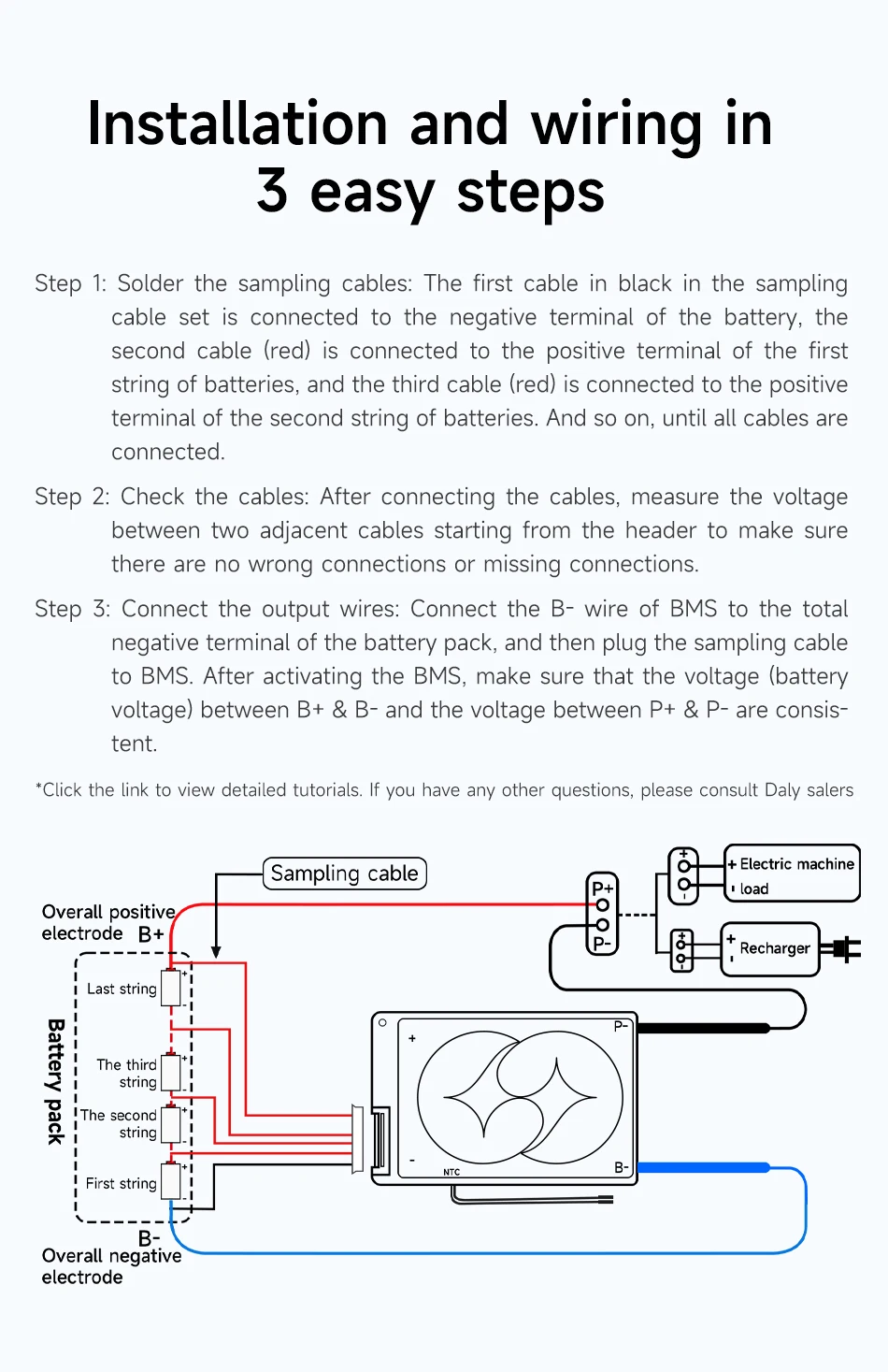 DALY BMS18650 NTC 10S 36V 13S 48V 20A 40A 60A Li-Ionen-Akku mit Ausgleichsfunktion und Schutz vor Niedrig- und Hochtemperatur DalyBMS – Detail 9
