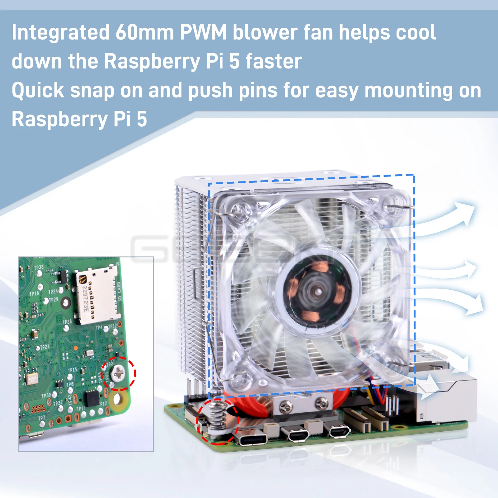 60mm Radiator Cooler for Raspberry Pi 5 for raspberry pi cooler chipset cooler