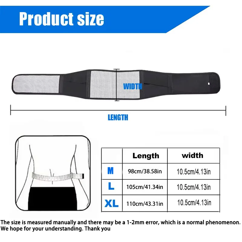 Waist Belt Brace, Self Heating Magnetic, Lumbar Brace Massage Band - Image 2