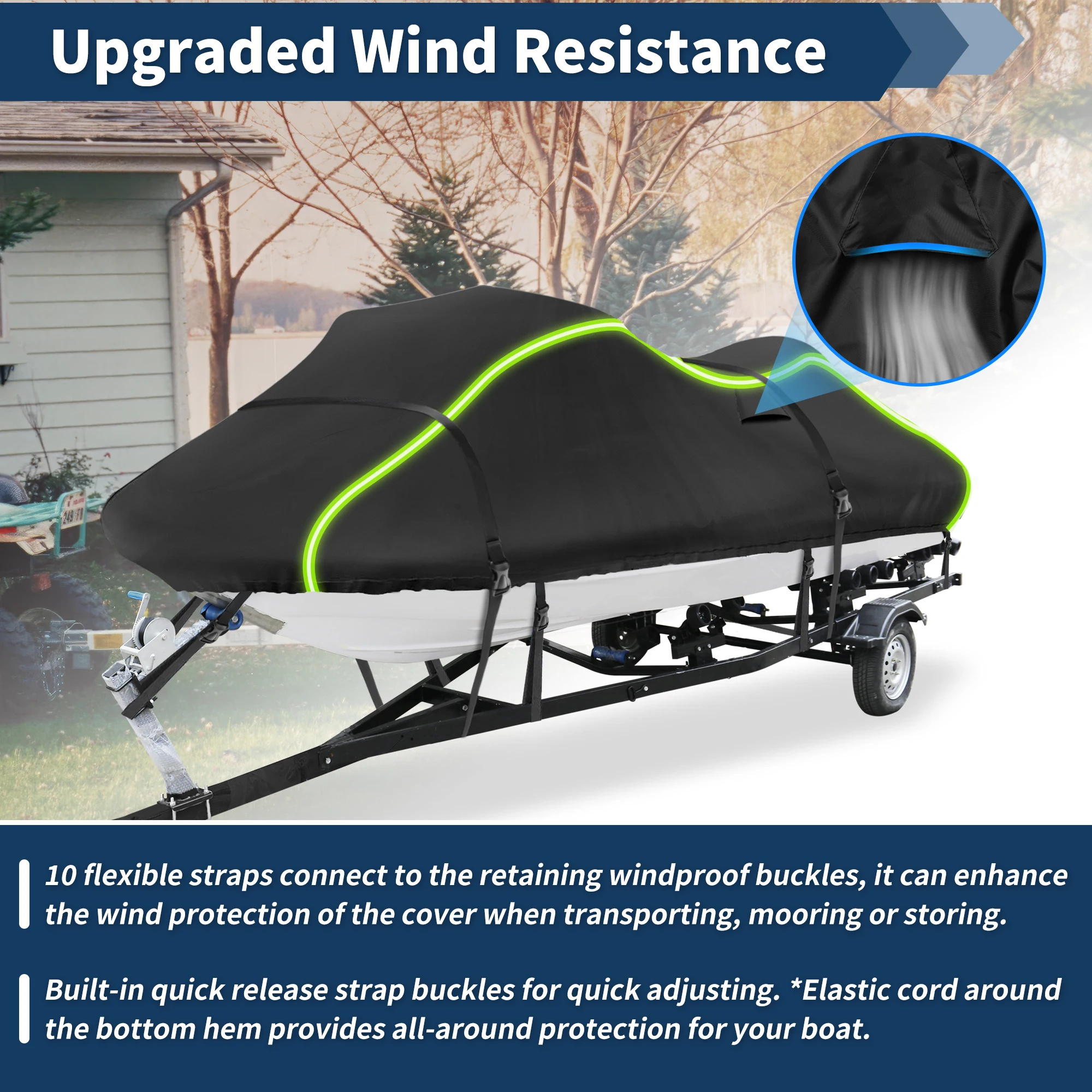 UXCELL 116"-125" Fits Jet Ski Cover 300D Duty Oxford Anti-UV Waterproof Trailerable PWC Cover for Yamaha for SeaDoo Kawasaki