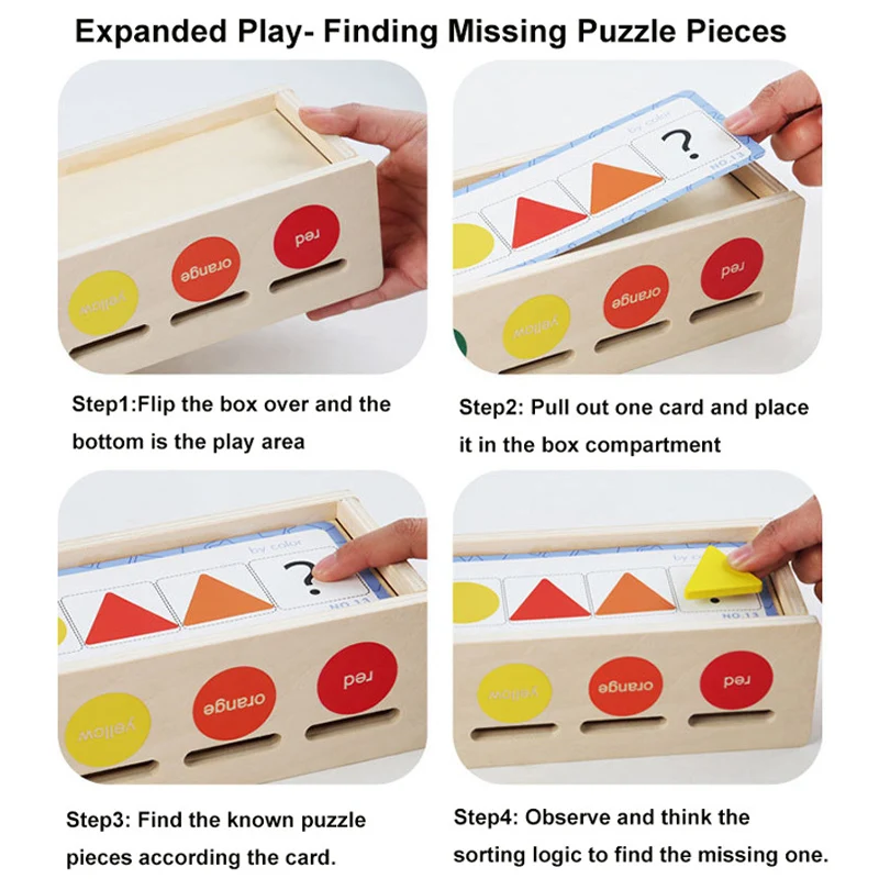 Wooden Color Shape Sorting Box Game Montessori Toys,Preschool Learning Activities Toy, Educational Geometric Matching Blocks 2