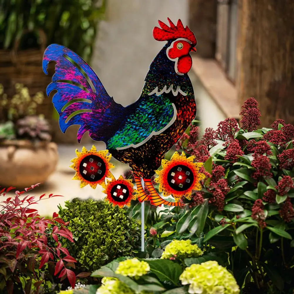 Rooster Sculpture Realistic Standing Animal Garden Decoration Rust