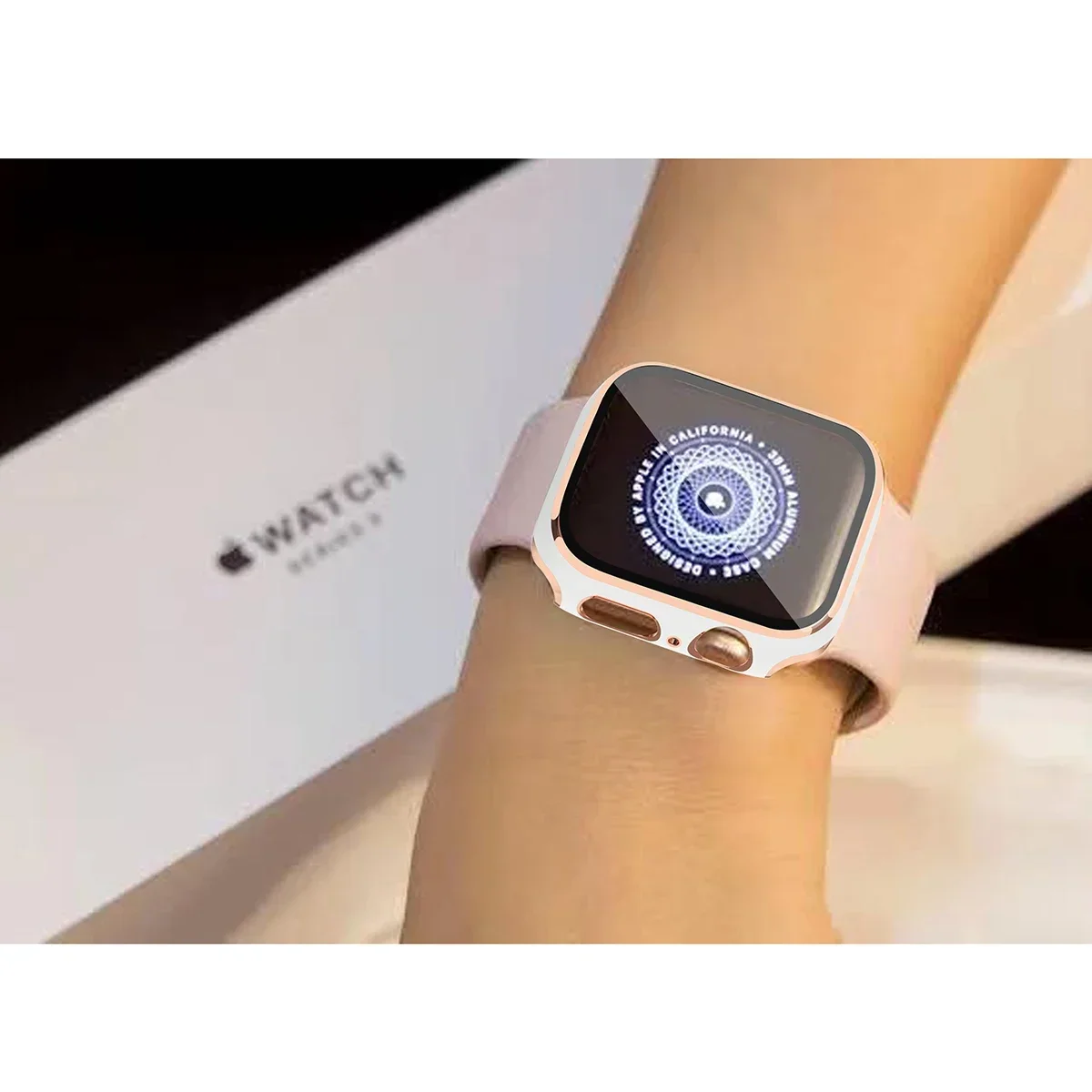 Enhanced Bumper Tempered Glass Cover for Apple Watch Screen Protector