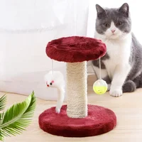 2-Level Cat Tree with Scratching Posts, Plush Toys, and Jumping Platform with Scratching Posts, Plush Toys, and Perch