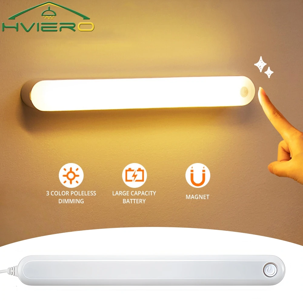 Led Night Light Rechargeable USB Touch Motion Sensor Bedroom Decor Home Lamp Interior Novelties Stair Desk Closet Protection Eye