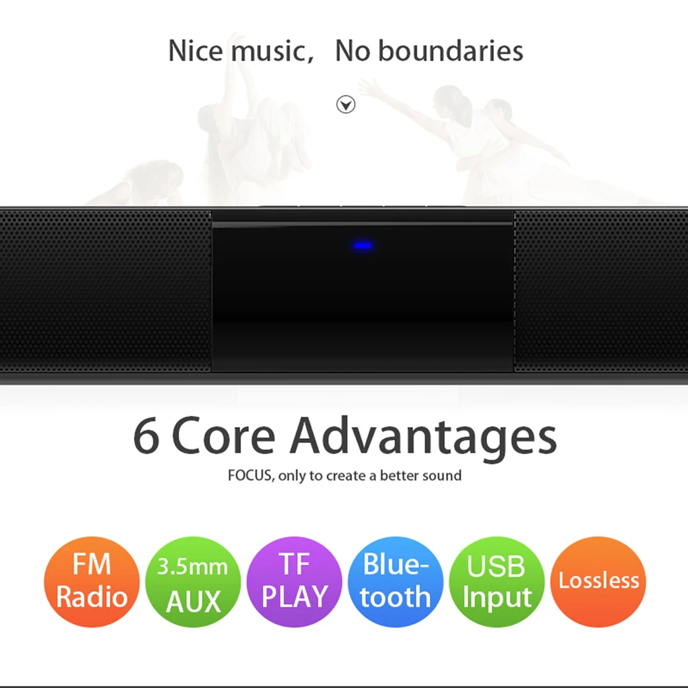 Bluetooth 5.0 Soundbar Speaker BS-28B Stereo Surround Sound Home Cinema System F