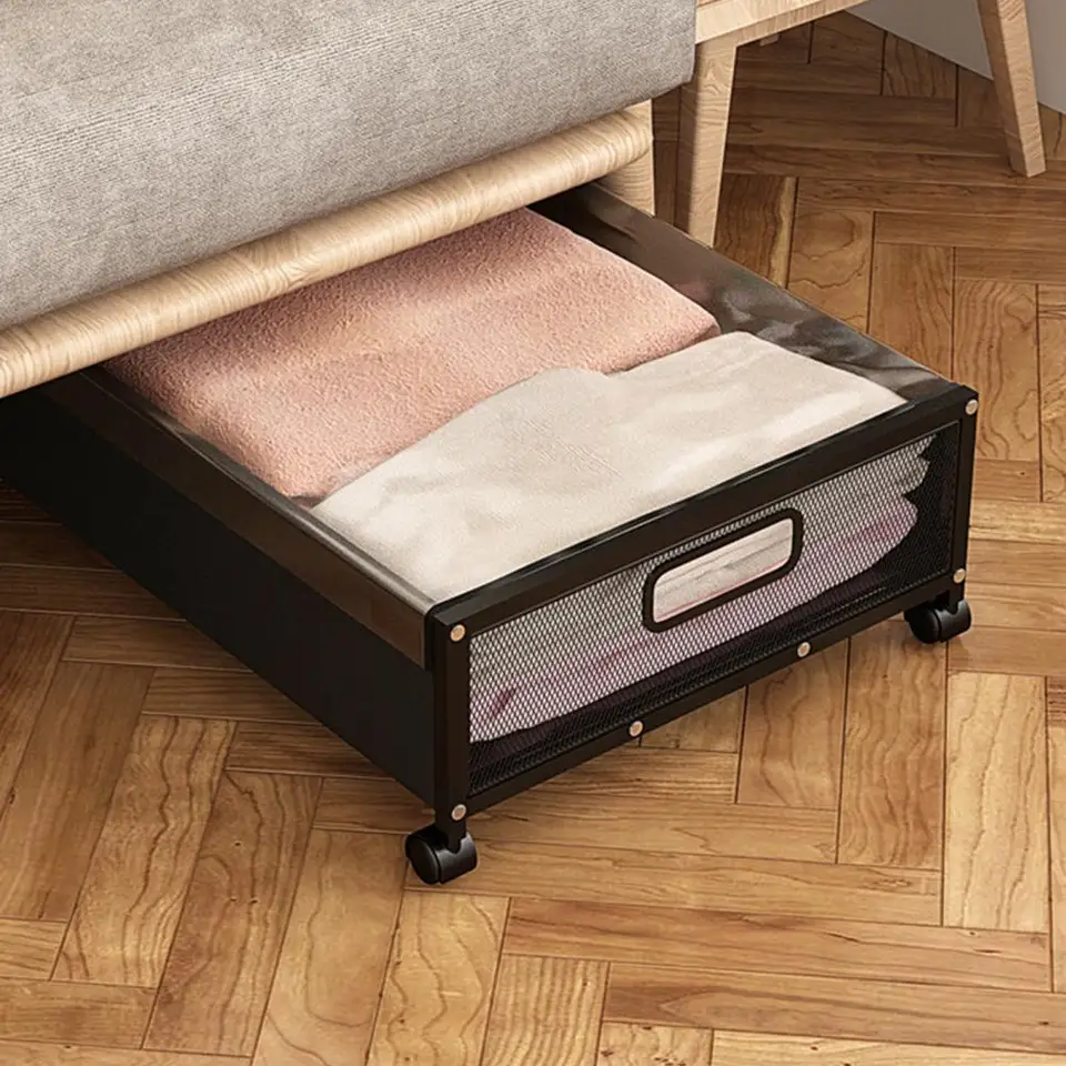 Cajón extraíble con ruedas para debajo de la cama, estante de  almacenamiento con ruedas, marco de Metal duradero para zapatos - AliExpress, image size:960x960