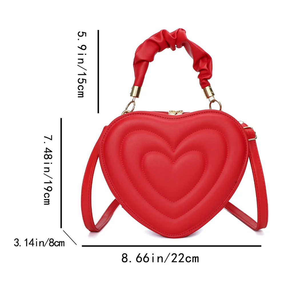 Women Heart Shape Clutch Purse Large Capacity Shoulder Bag Cute PU Fashion Crossbody Bag with Strap for Shopping Work Daily Use 6
