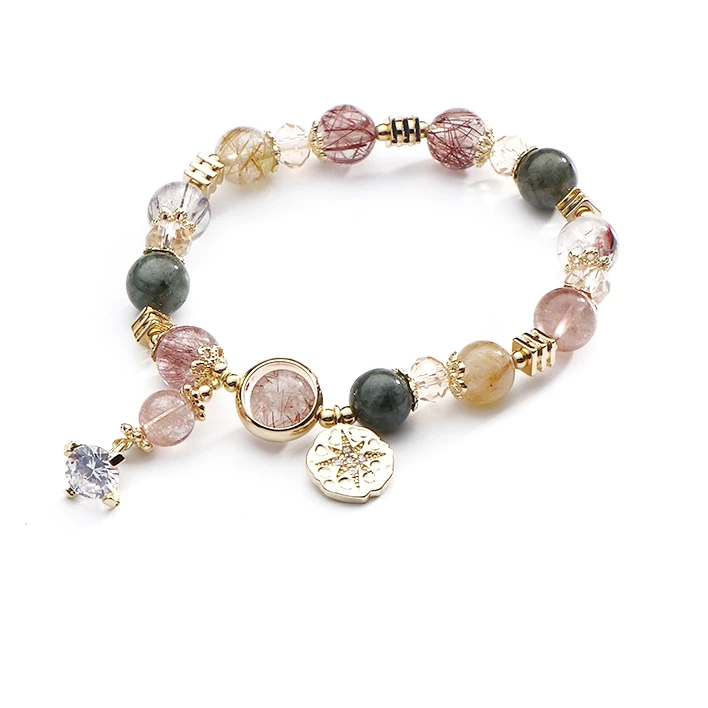 

Handmade Seven Color Crystal Bracelet for Women, Natural Crystal Bracelet with Vibrant Colors