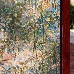 Green Vines Leaves Stained Glass Privacy Film - 90x500cm (Green Vines Leaves)