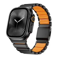 Bracelet en caoutchouc fluoroélastomère titane pour Apple Watch Ultra 3 2 49mm 10 11 46mm, bracelet magnétique pour Iwatch 9 8 7 45mm 6 SE 3 44mm 2