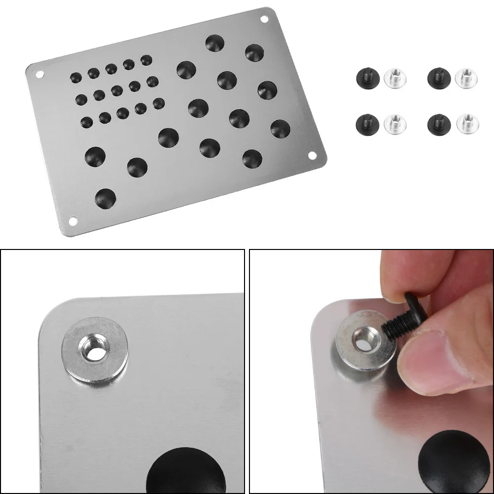 Car Floor Mat Foot Heel Scuff Plate Non-slip Carpet Patch Auto Alloy Silver Cover Anti-skid Pad Universal Interior Accessories