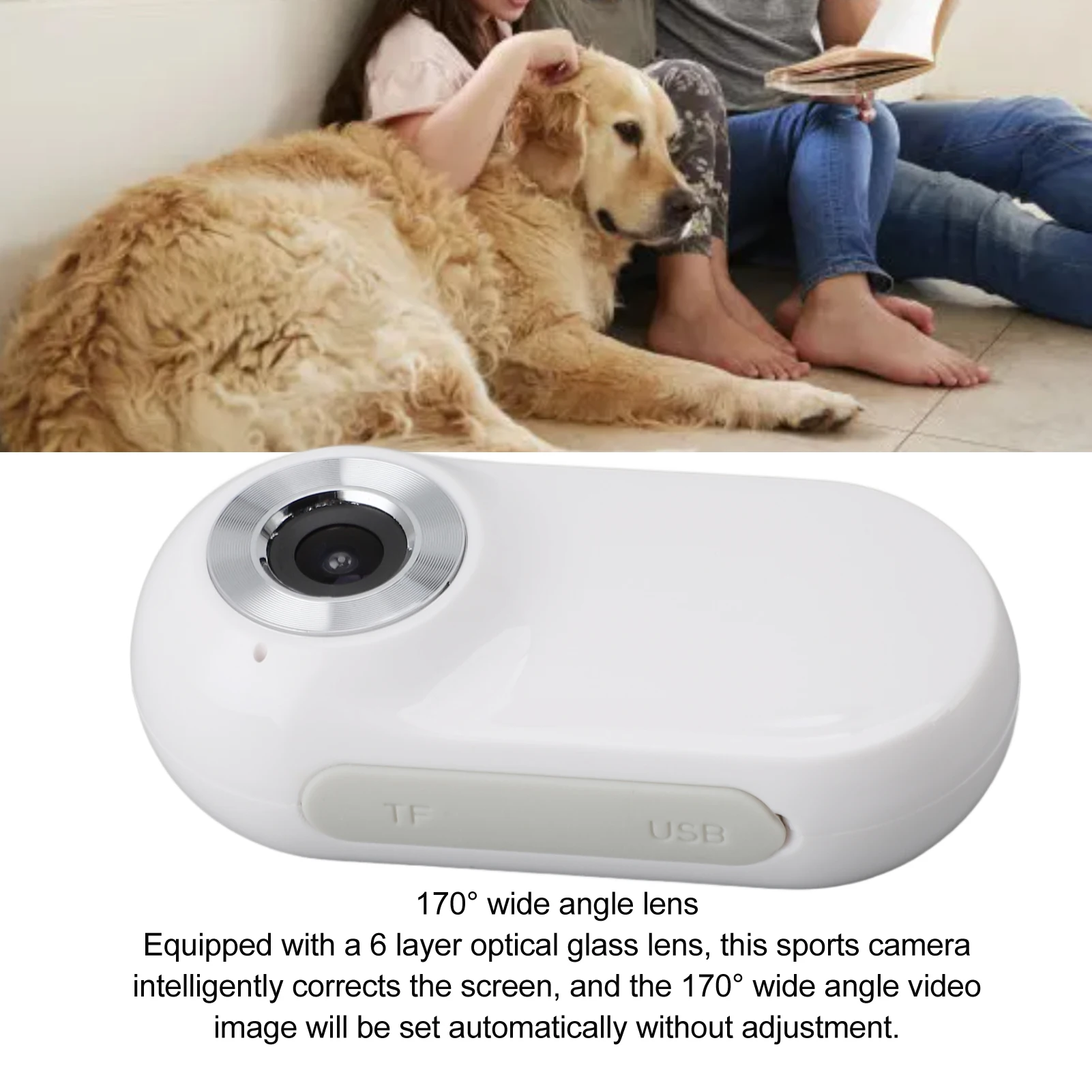 Pet Collar Camera for Videos and Photos HD 1080P 170&deg; Wide Angle USB Rechargeable Pet Camera Collar for Dogs Cats